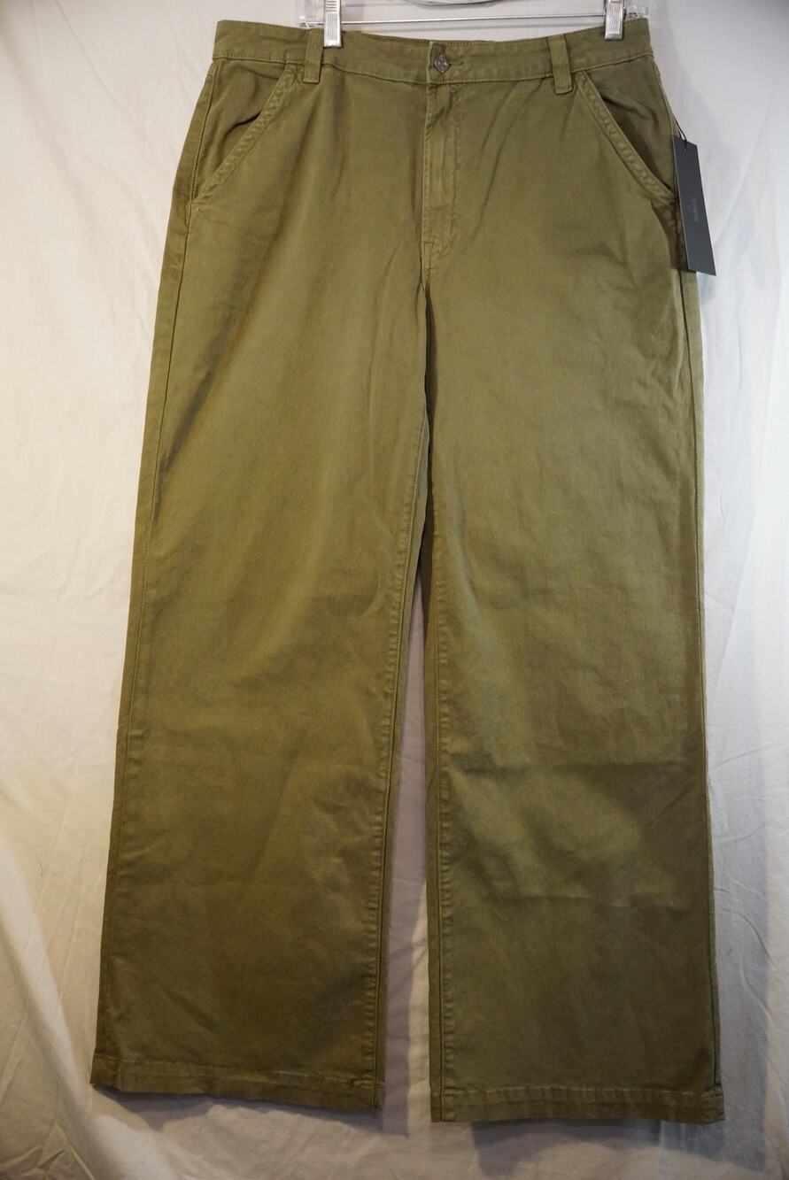 Edwin Marli Trouser Pants Size 32 NWT Thyme Green Wide Leg Utility Stretch Cargo